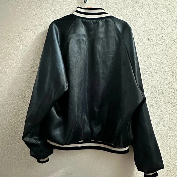 Vintage 1980s Dunbrooke Pla Jac Bomber Jacket Silk Blue M - Picture 6 of 7